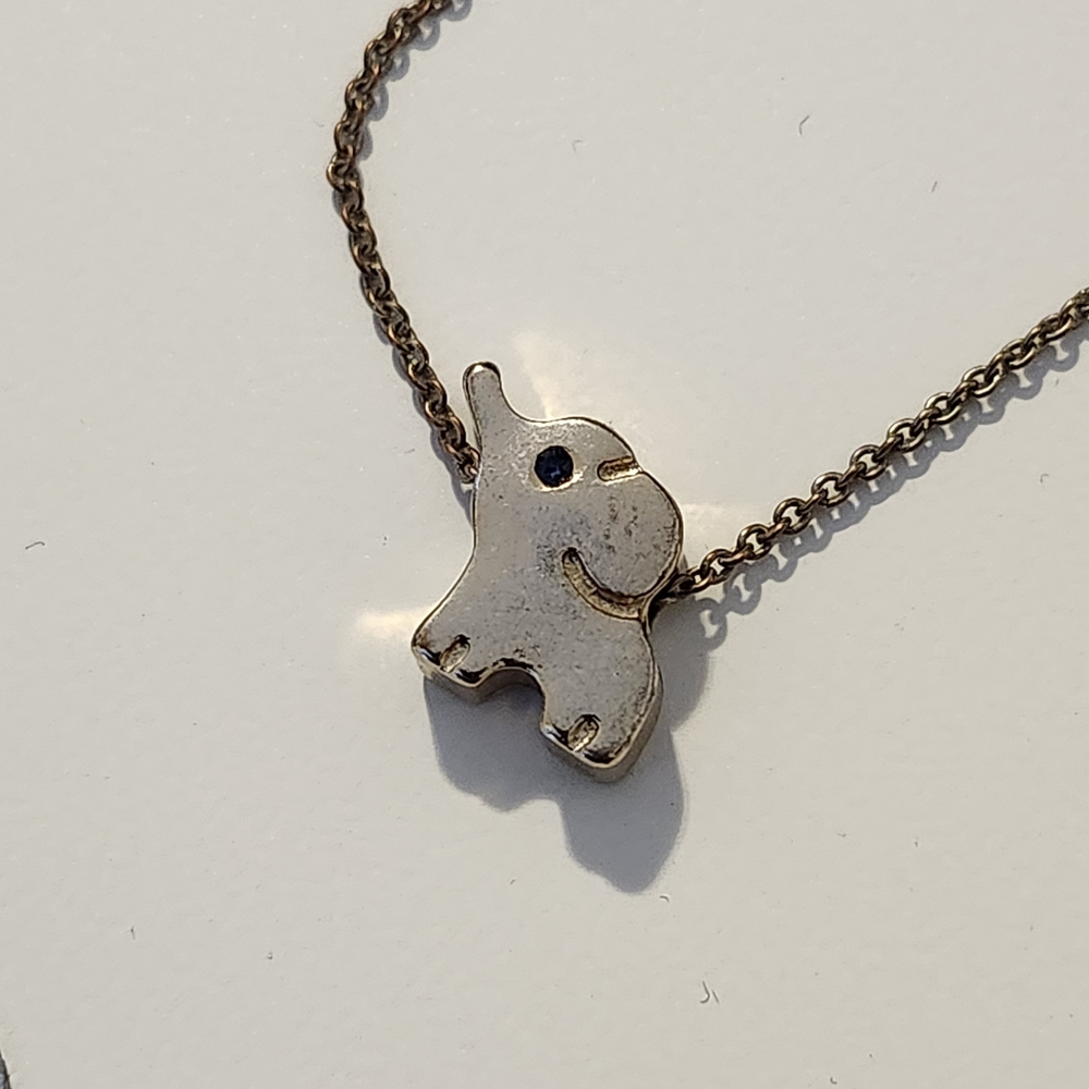 Pendant Necklace Elephant Gold Tone Minimalist
